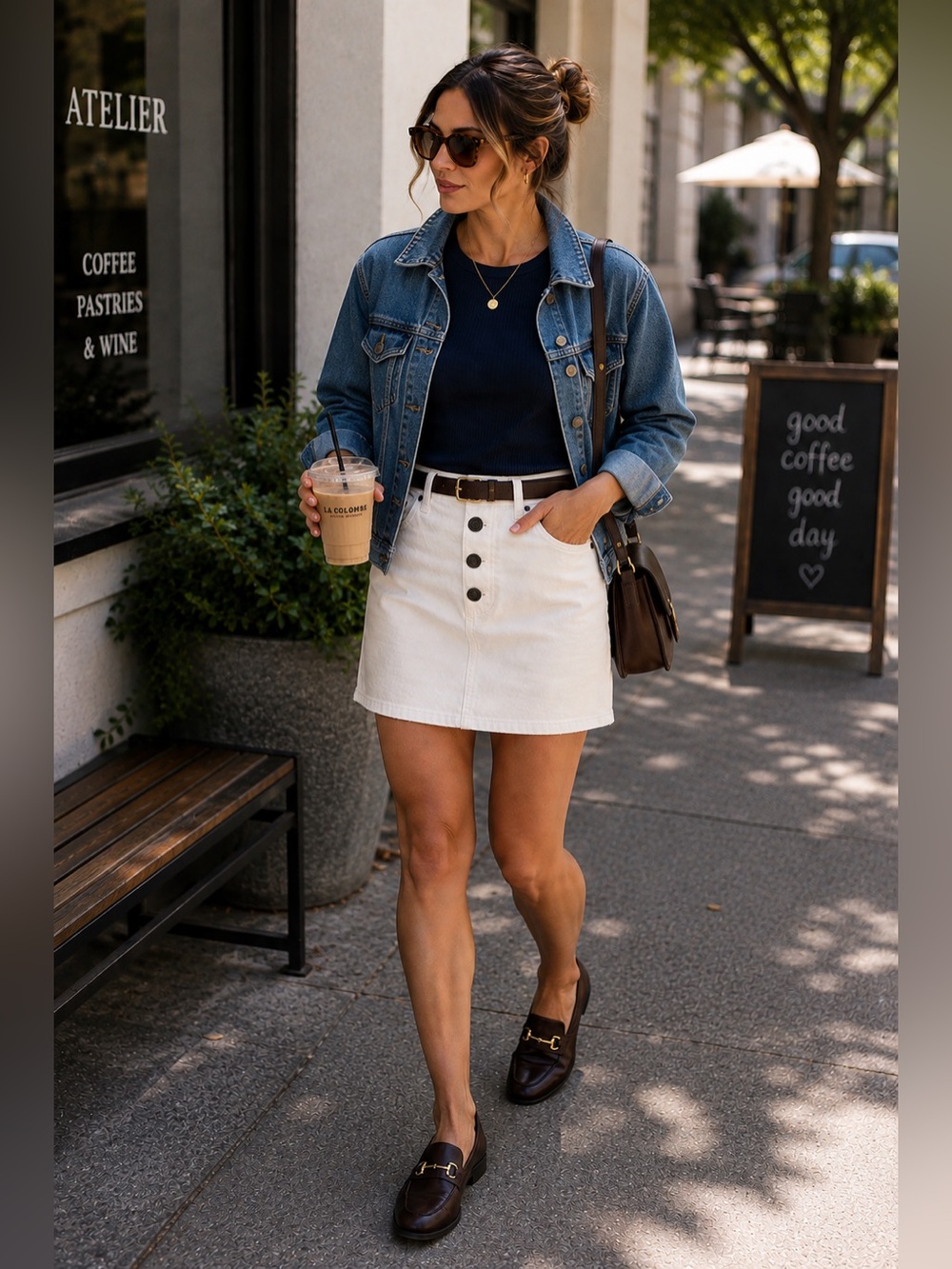 J.Crew Cream Denim A-Line Mini Skirt Button Front High Rise Size 0/24